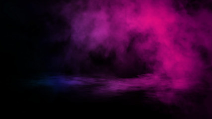 Abstract blue and purple smoke steam moves on a background . The concept of aromatherapy. Design element