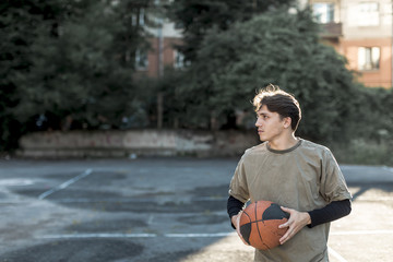 Front view urban basketball player