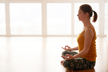 Beautiful yoga woman stock photo. Image of sitting, girl 