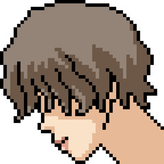 Obraz premium vector pixel art teenager head