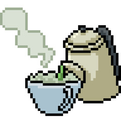 vector pixel art green tea
