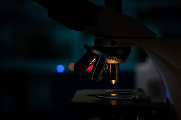 Scientific microscope in a nanotechnology laboratory