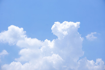 Clear blue sky with white cloud background in sunshine day