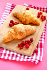 Homemade Croissant And Fresh Red Currants.