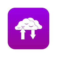 Clouds with arrows icon digital purple for any design isolated on white vector illustration