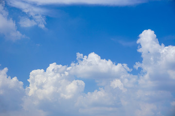 Naklejka na ściany i meble Clear blue sky with white cloud background in sunshine day