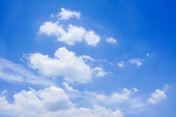 Naklejka na ściany i meble Clear blue sky with white cloud background in sunshine day