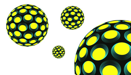 optical illusion dotted spheres system pop blue yellow black