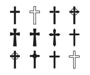 Vector illustration set of christian and catholic crosses