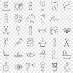Cleaning icons set. Outline style of 36 cleaning vector icons for web for any design
