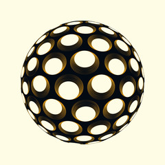 optical illusion dotted sphere ivory gold black