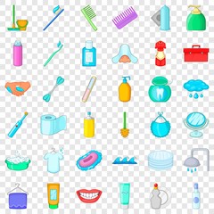 Hygiene icons set. Cartoon style of 36 hygiene vector icons for web for any design