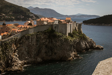 Dark and dramatic view of the Walled city of Dubrovnik, Croatia