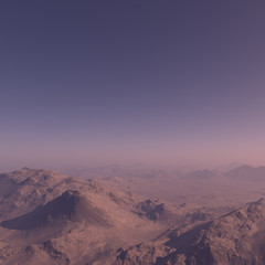 3d generated fantasy landscape of lonely desert mountains