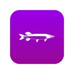 Fish icon digital purple for any design isolated on white vector illustration