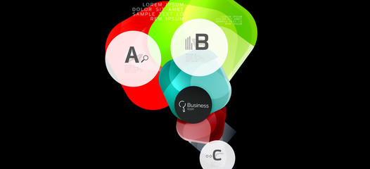 Retro colorful geometric background - circles on black, great design for any purposes. Creative minimal concept