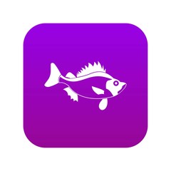 Fish icon digital purple for any design isolated on white vector illustration