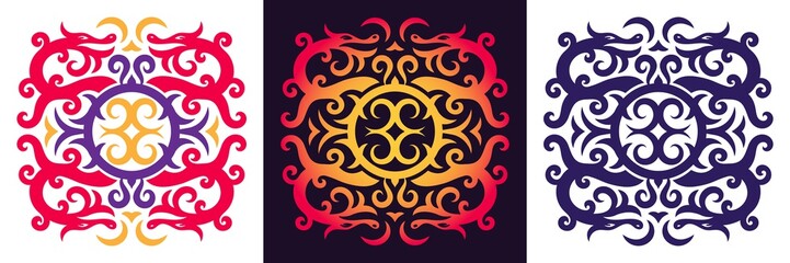 Fototapeta na wymiar Intricate dragon pattern. Viking or Celtic ornament with four curved dragons. Vector illustration.