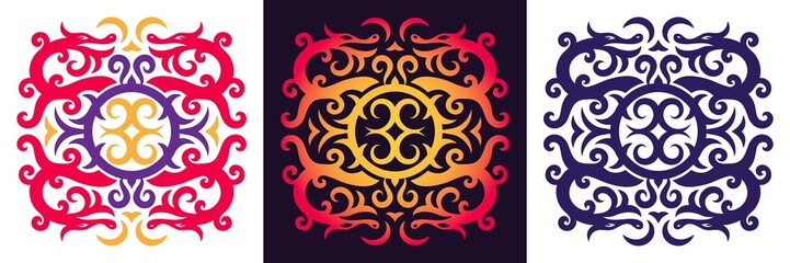 Intricate dragon pattern. Viking or Celtic ornament with four curved dragons. Vector illustration.