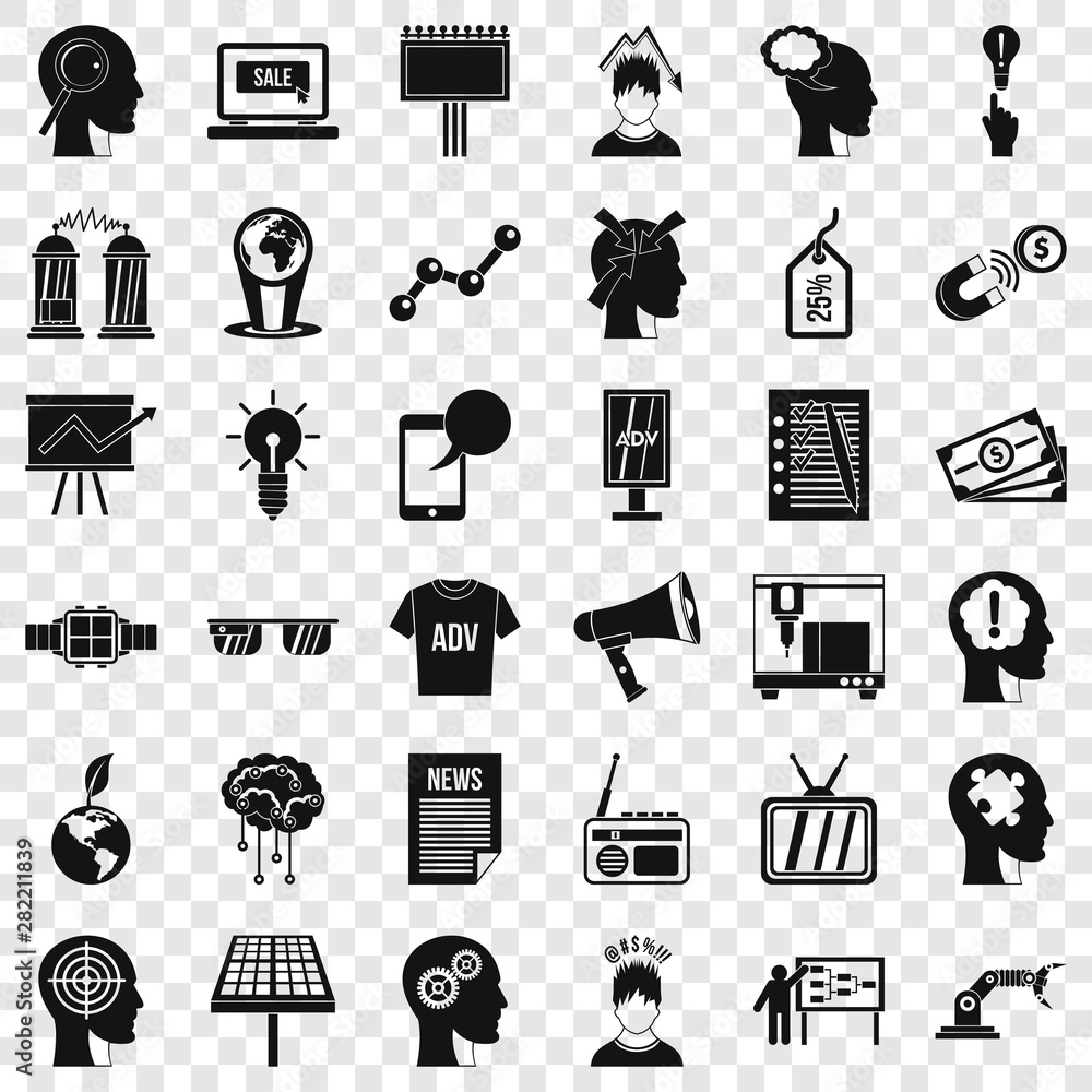 Poster idea icons set. simple style of 36 idea vector icons for web for any design