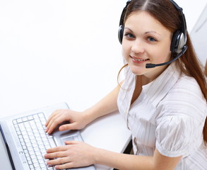 young women employee of a call center