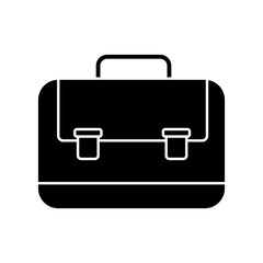 Glyph briefcase icon. Office case symbol. School bag button.