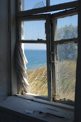 broken window with sea view