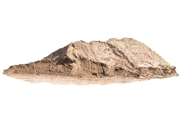 Sand pile for construction on white background. Lots of sand for the plaster. Isolated.