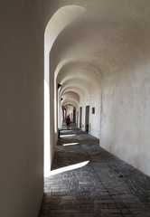 Fototapeta premium Nocera Umbra (Italy) - A little charming stone medieval city on the hill, with suggestive alley and square, in province of Perugia. Here a view of historical center.
