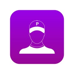 Parking attendant icon digital purple for any design isolated on white vector illustration