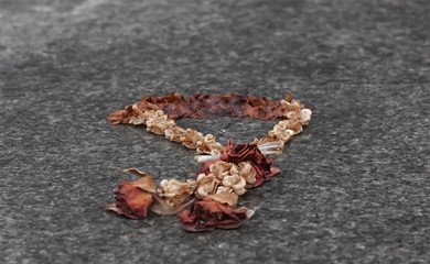 A flower set to offering buddha monk dry withered on the floor. 