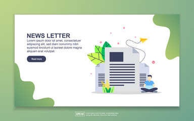 Landing page template of newsletter. Modern flat design concept of web page design for website and mobile website. Easy to edit and customize