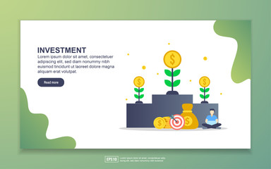 Landing page template of investment. Modern flat design concept of web page design for website and mobile website. Easy to edit and customize