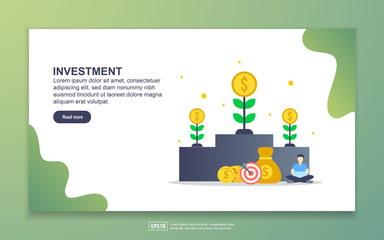 Landing page template of investment. Modern flat design concept of web page design for website and mobile website. Easy to edit and customize