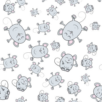 Seamless background with 2020 mouse symbol. Cute mouse cartoon. Vector illustration