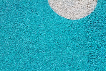 Blue painted wall with white semicircle as background or texture