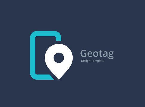 Geotag With Mobile Phone Or Location Pin Logo Icon Design