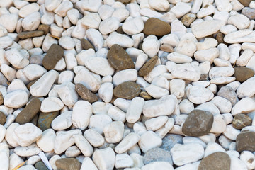 White pebbles texture and background, Decorative stone
