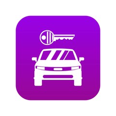 Car and key icon digital purple for any design isolated on white vector illustration