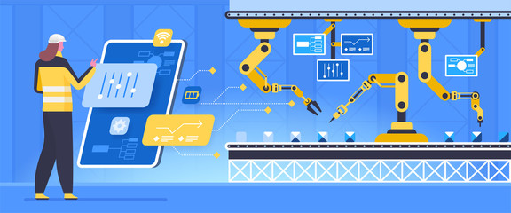 Conveyor configurations flat vector illustration