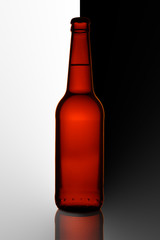 Beer bottle brown isolated on black and white background.