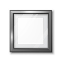 Fototapeta premium 3D picture or photo frame design. Modern empty frame template with transparent glass and shadow. Vector isolated on white background