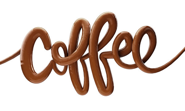 Coffee bright bubble script typography background 3D Render