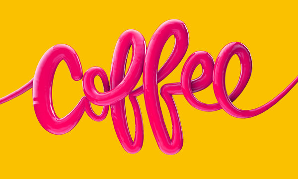 Coffee Bright Bubble Script Typography Background 3D Render