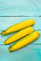 Fresh raw corn on cobs