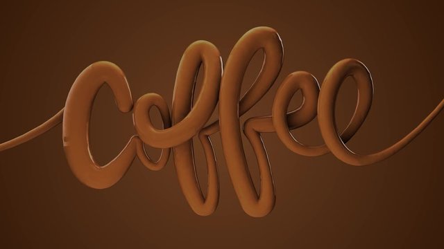 Coffee bubble script write on typography background 3D Render