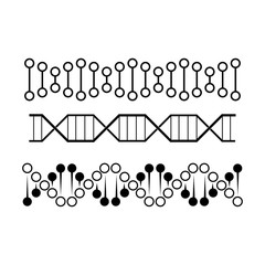 Vector illustration of DNA elements. Molecule code, spirals of chromosome