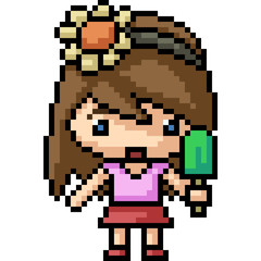 Fototapeta premium vector pixel art chibi girl