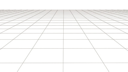 Wireframe perspective grid. Vector illustration.