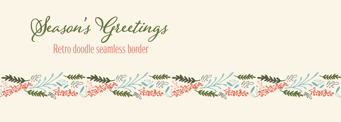 Vector winter foliage seamless border holiday seasons greetings.